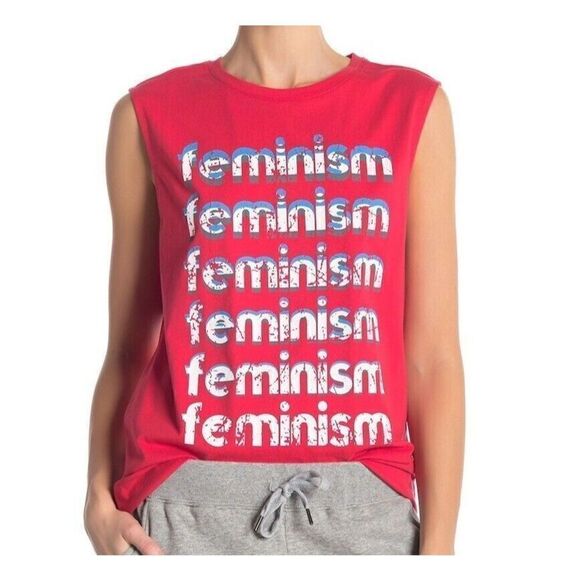 Rebecca Minkoff S18403C11 626 Women's Sz M Red Feminism Muscle Tee Shirt $58 - Picture 8 of 9
